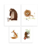 ANIMALIA - Set of 4 Art prints - Bear, lion, fox, tiger