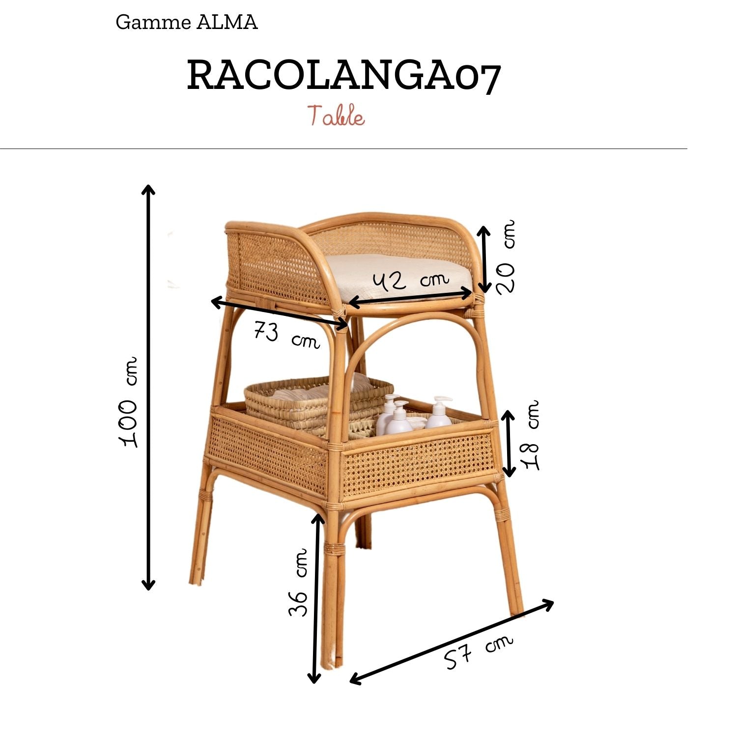 ALMA - Rattan and cane changing table