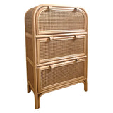 JACK - 3-drawer rattan and cane chest of drawers