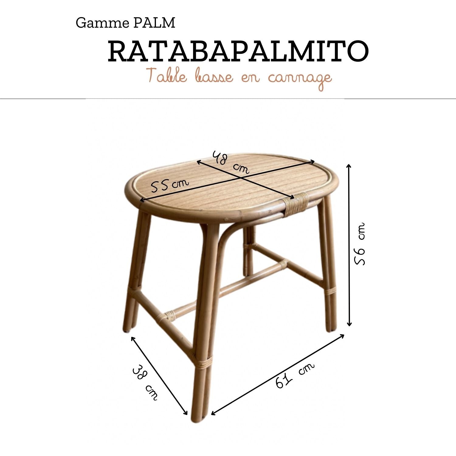 PALM - Natural rattan junior table