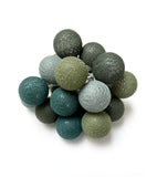 24 cotton balls light garland (green) - Decorative indoor lighting