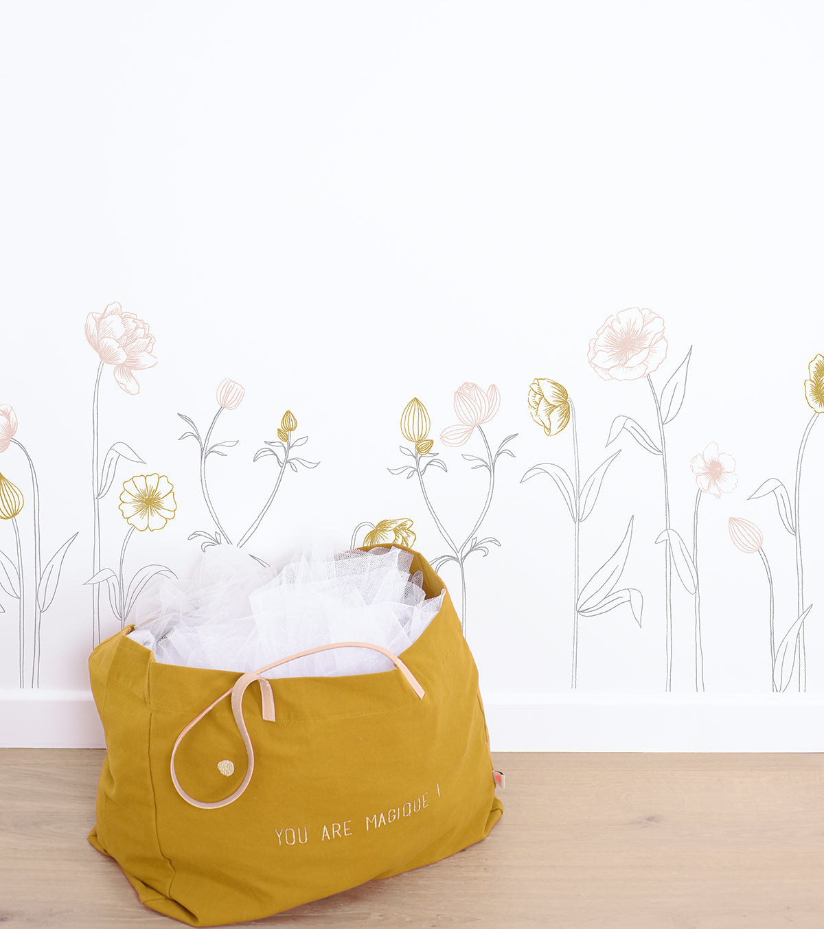 BOTANY - Large Wall decals - Large flowers (pink and ochre)
