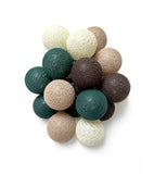 Lighting garland 24 cotton balls (green, beige, brown) - Decorative interior lighting