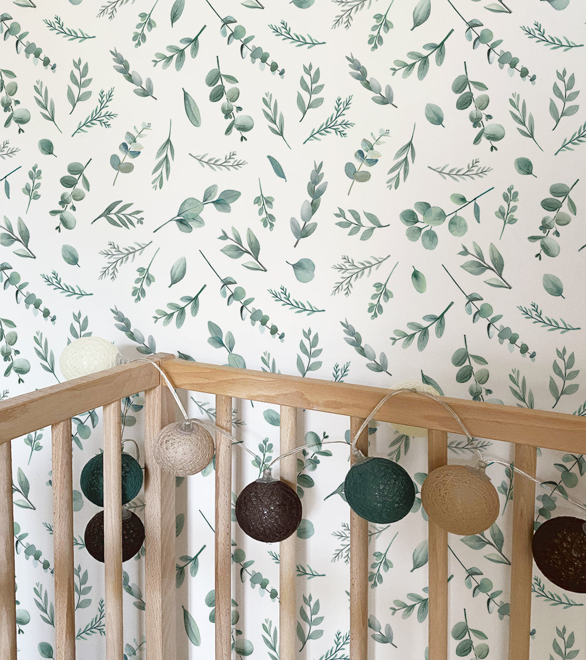 GREENERY - Children's wallpaper - Eucalyptus leaves motif