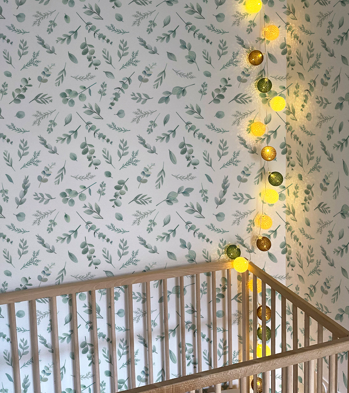 Lighting garland 24 cotton balls (green, beige, brown) - Decorative interior lighting