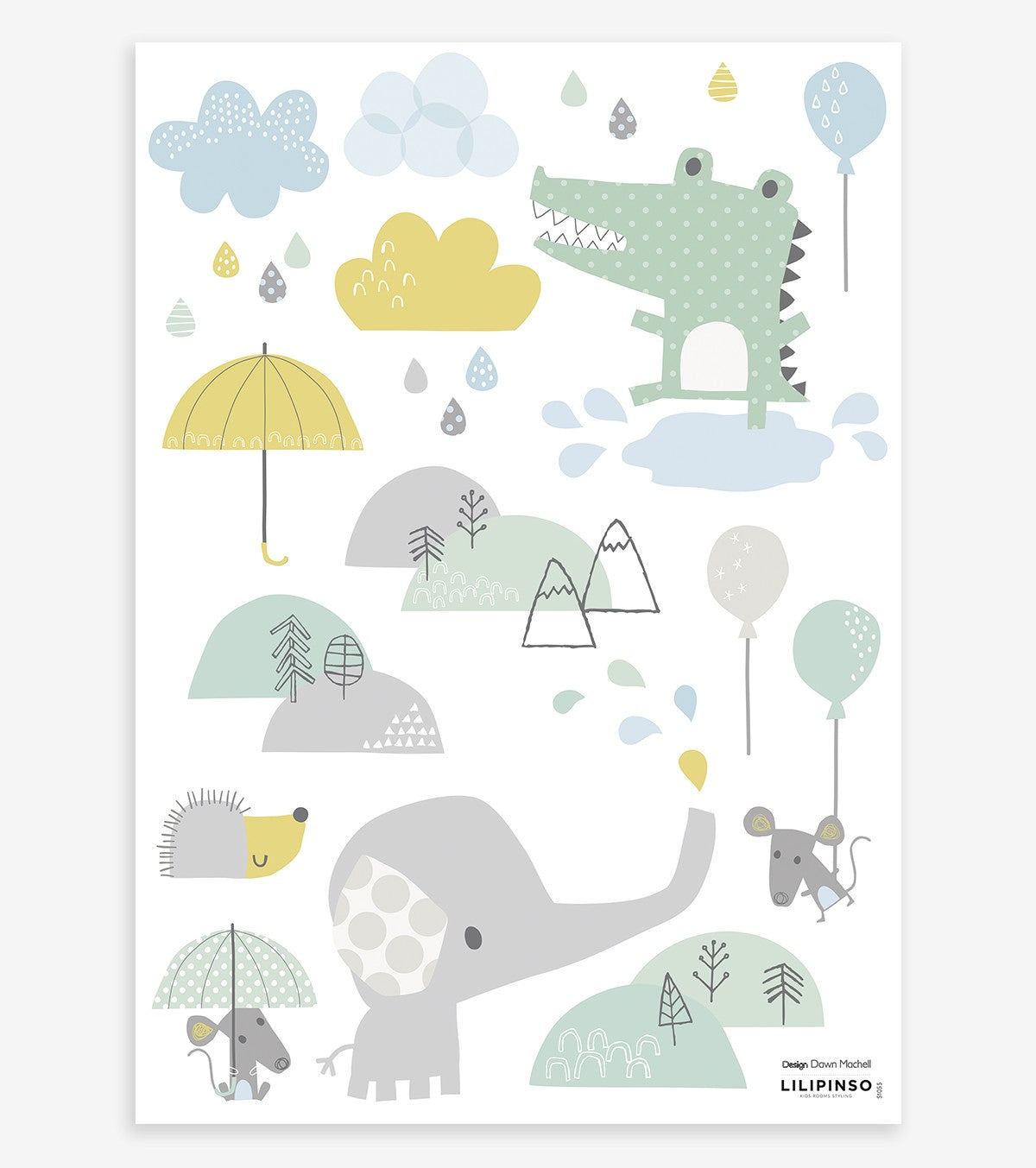 SMILE IT'S RAINING - Wall decals murals - Animals, clouds and drops