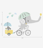 SMILE IT'S RAINING - Big sticker - Elephant on his bike