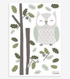 IN THE WOODS - Wall decals murals - Owl and oak leaves