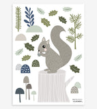 IN THE WOODS - Wall decals murals - Squirrel and mushrooms