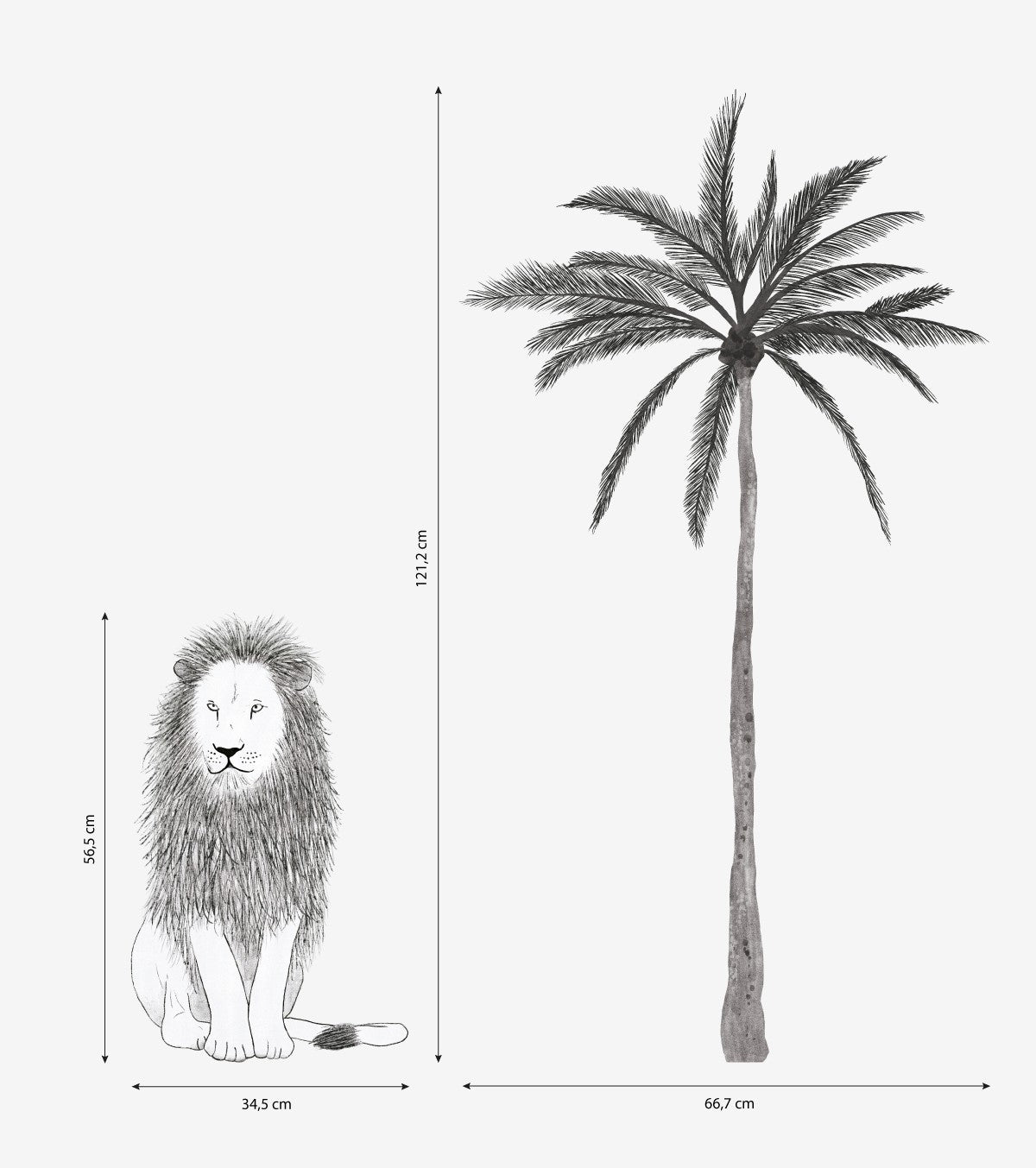 SERENGETI - Grands Wall decals - Lion and palm tree