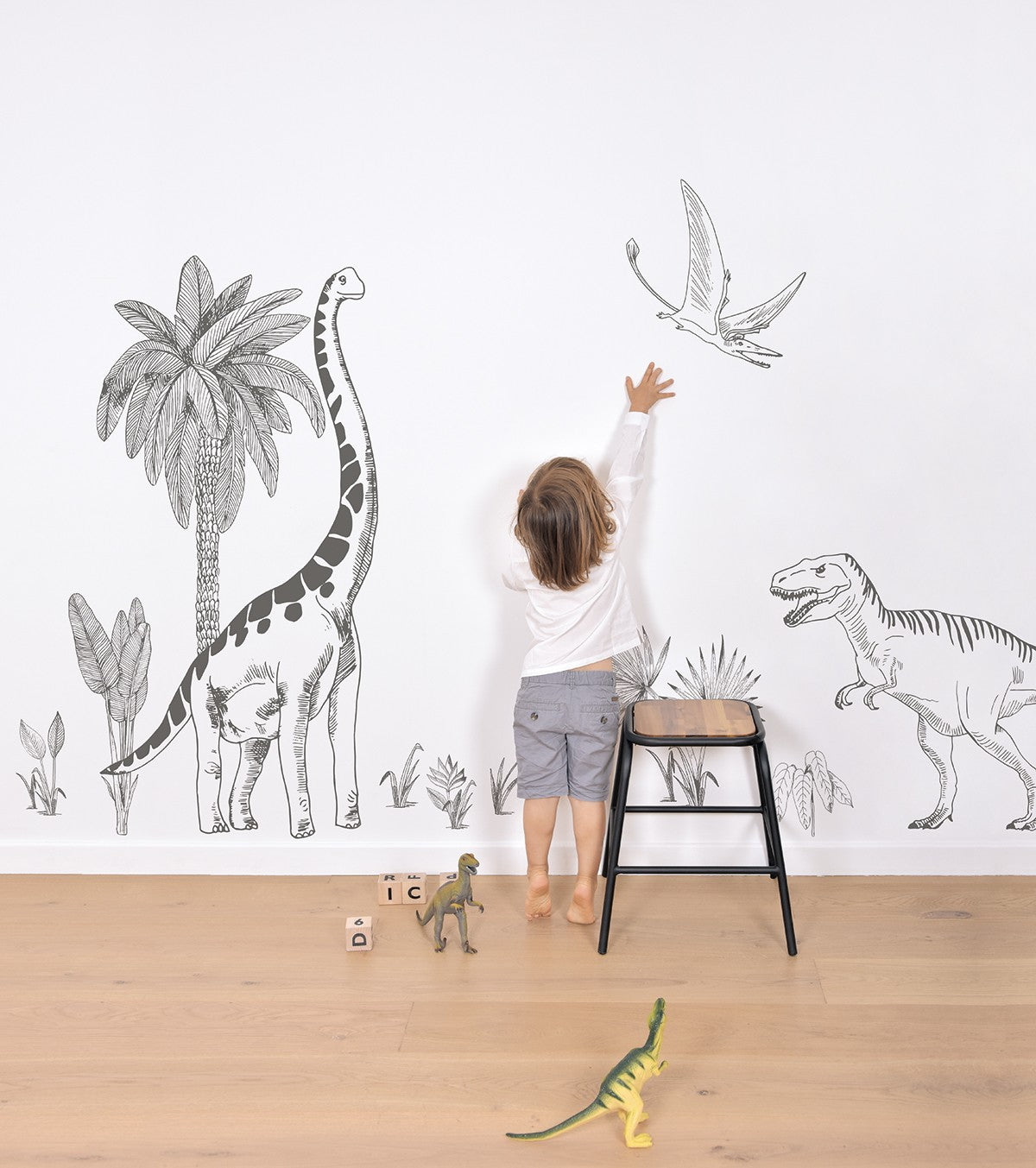 DINOSAURUS - Wall decals muraux - Dinosaurs: T - rex, pteranodon and palm tree