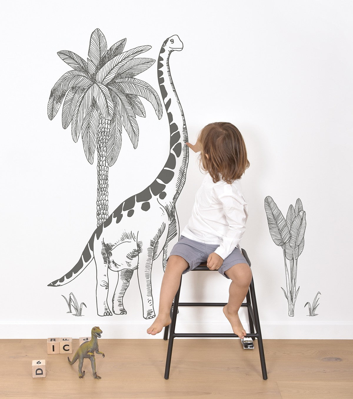 DINOSAURUS - Wall decals murals - Diplodocus and palm tree