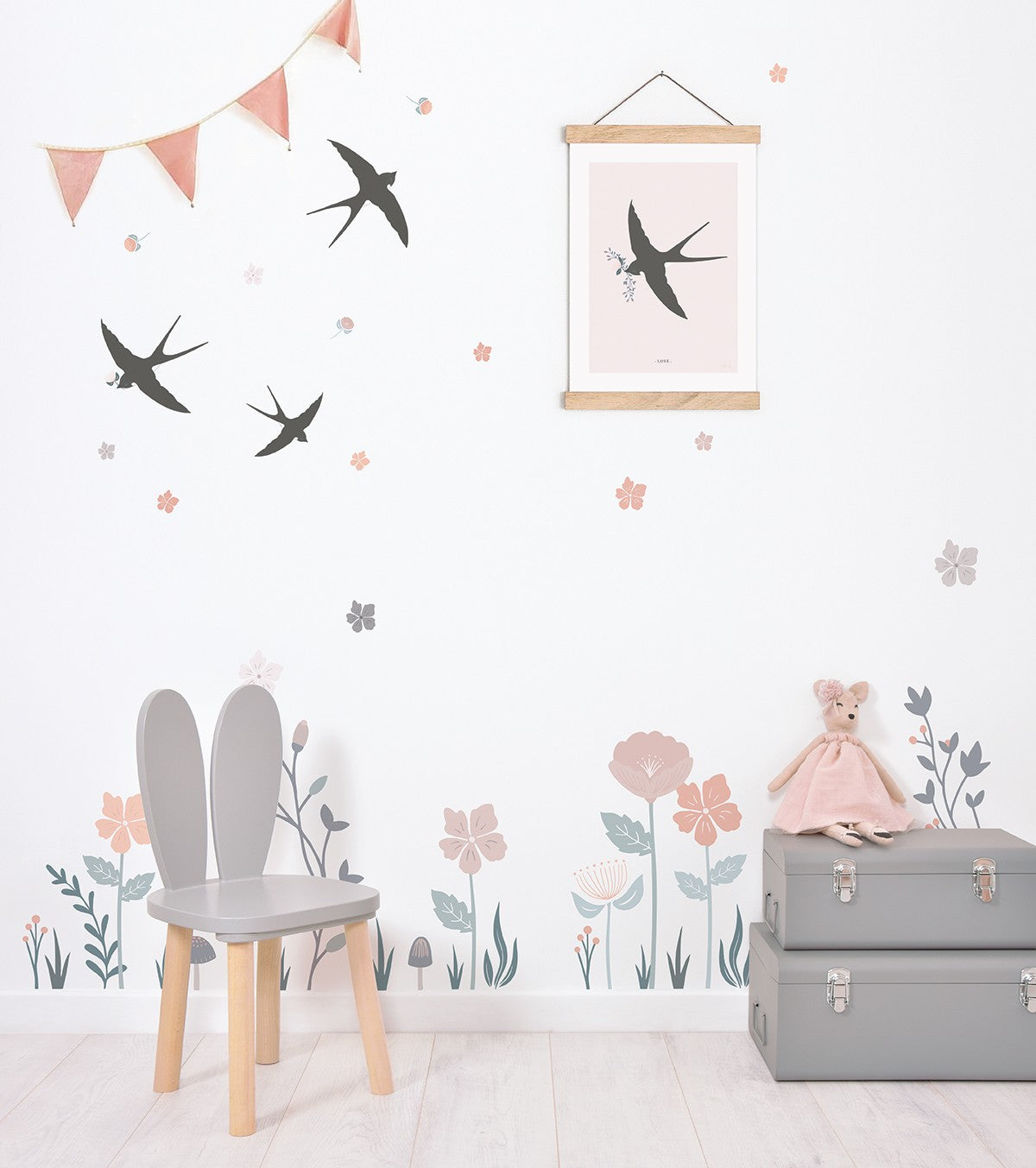 ADELE - Wall decals murals - Swallows and flowers