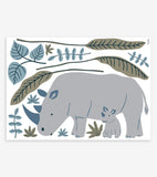 TANZANIA - Wall decals murals - Rhinoceros, palms and leaves