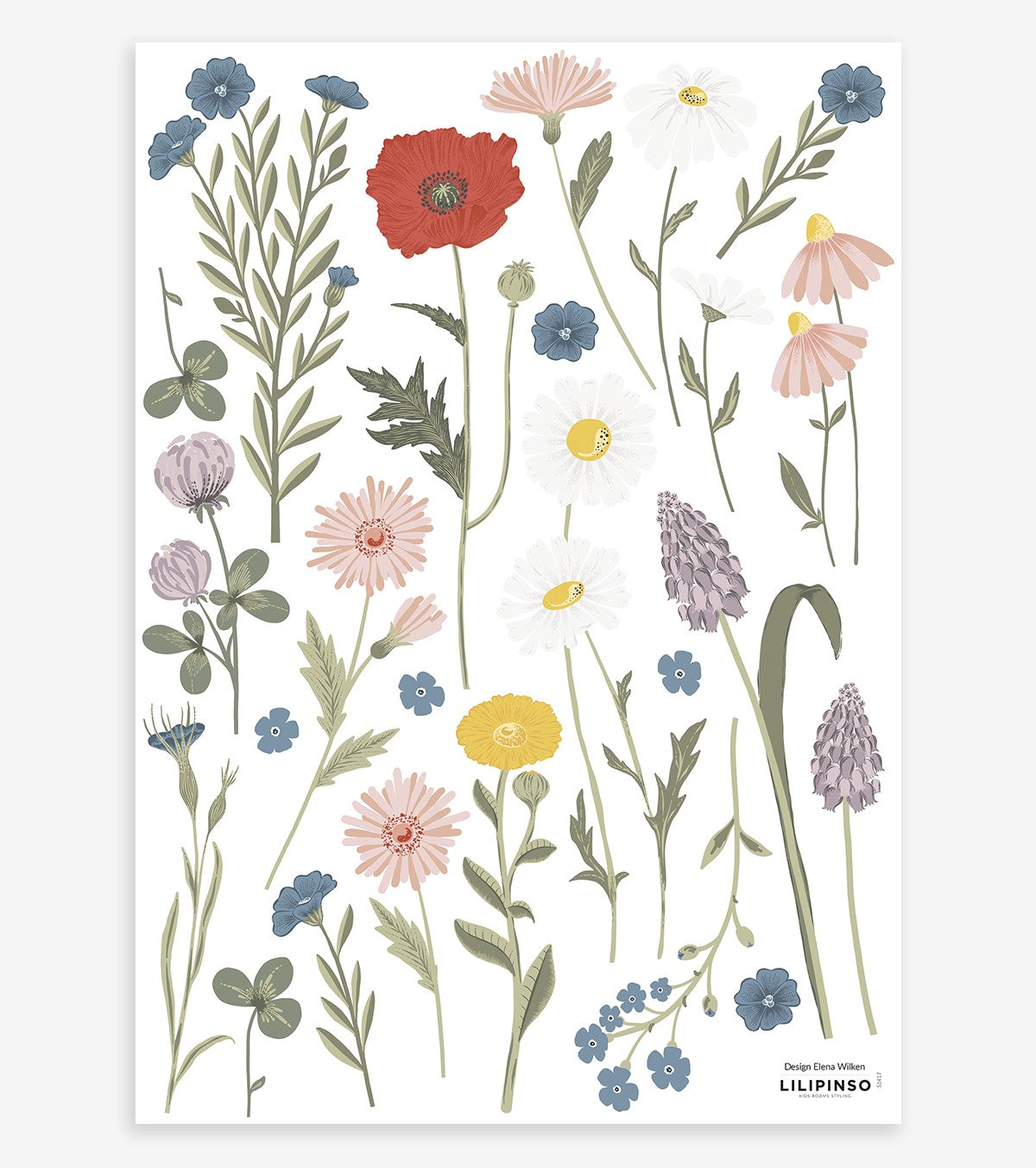 WILDFLOWERS - Wall decals - Flowers: cornflowers, poppies ...