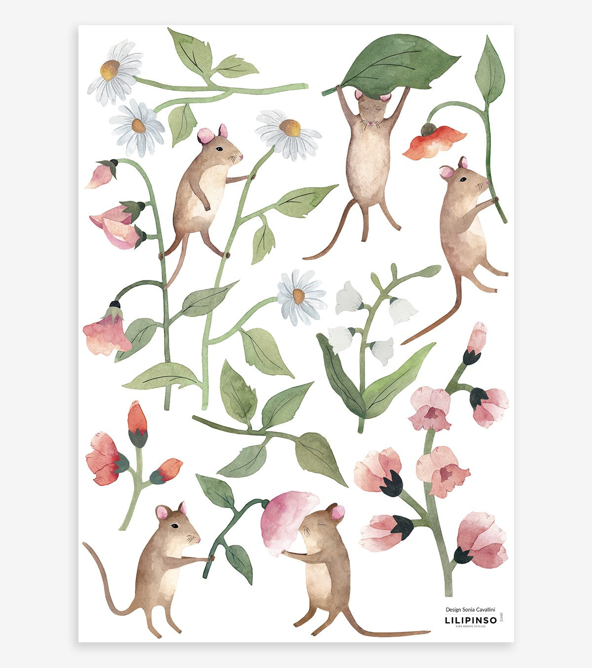 QUEYRAN - Wall decals murals - Mice and flowers