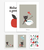 MOKA & POM - Set Art prints - Cats and apples (set of 5)