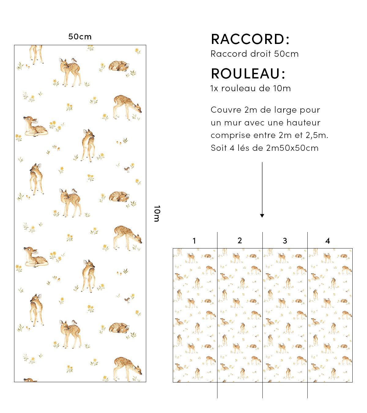 OH DEER - Children's wallpaper - Vintage fawn motif