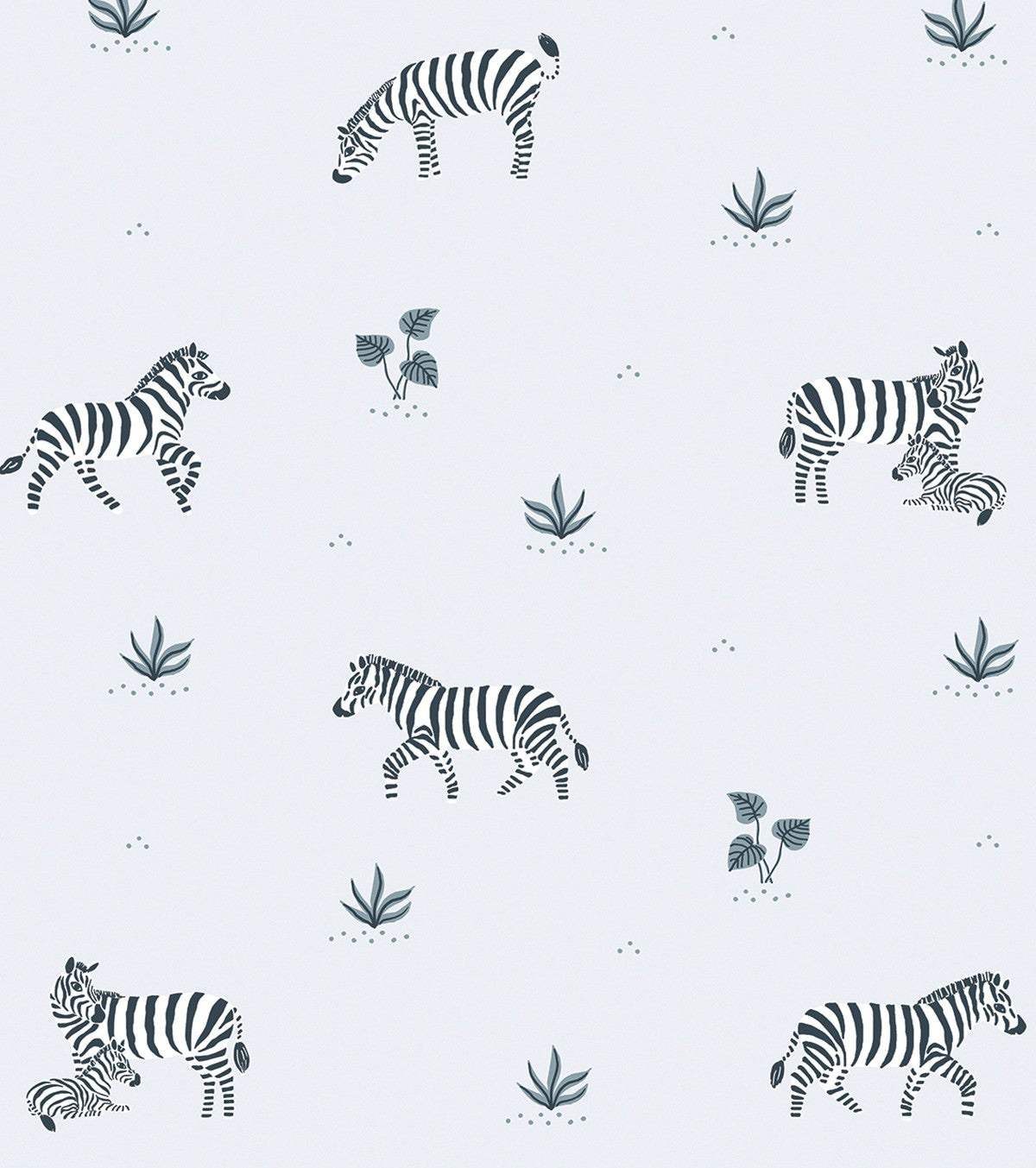 TANZANIA - Children's wallpaper - Zebra motif blue background