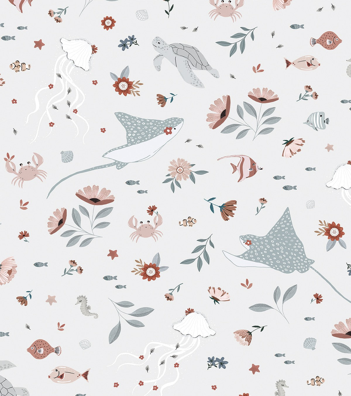 OCEAN FIELD - Children's wallpaper - Ocean animals motif