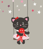 MILLY & FLORE - Children's poster - Kitten and stars
