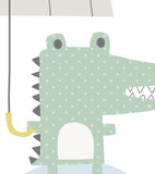 SMILE IT'S RAINING - Children's poster - Crocodile and his umbrella