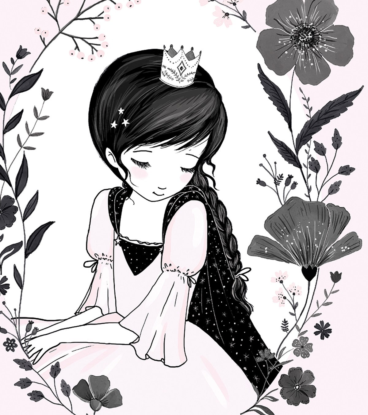 LITTLE PRINCESS - Children's poster - Princess and flowers