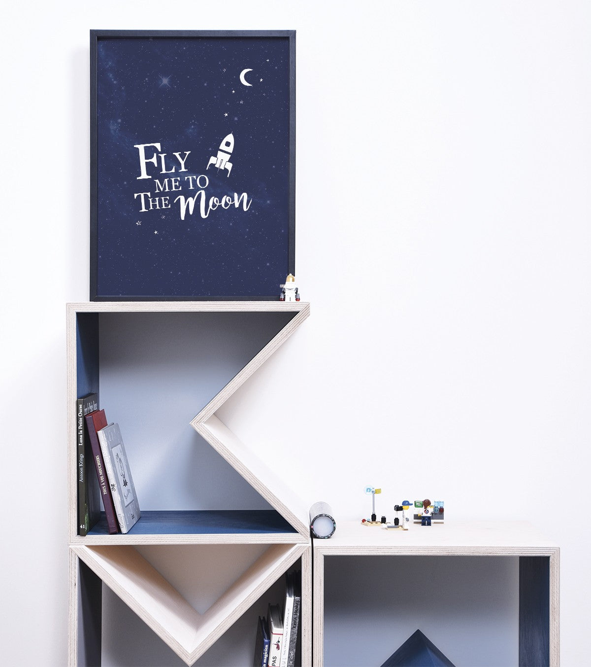 FLY ME TO THE MOON - Children's poster - Space and rockets