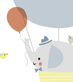 UP! - Children's poster - Elephant in a hot-air balloon