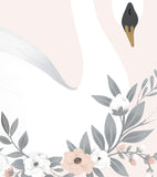 GRACE - Children's poster - Swan and flowers (pink background)