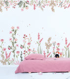 MAGENTA - Panoramic wallpaper - Fields of pink flowers (left)