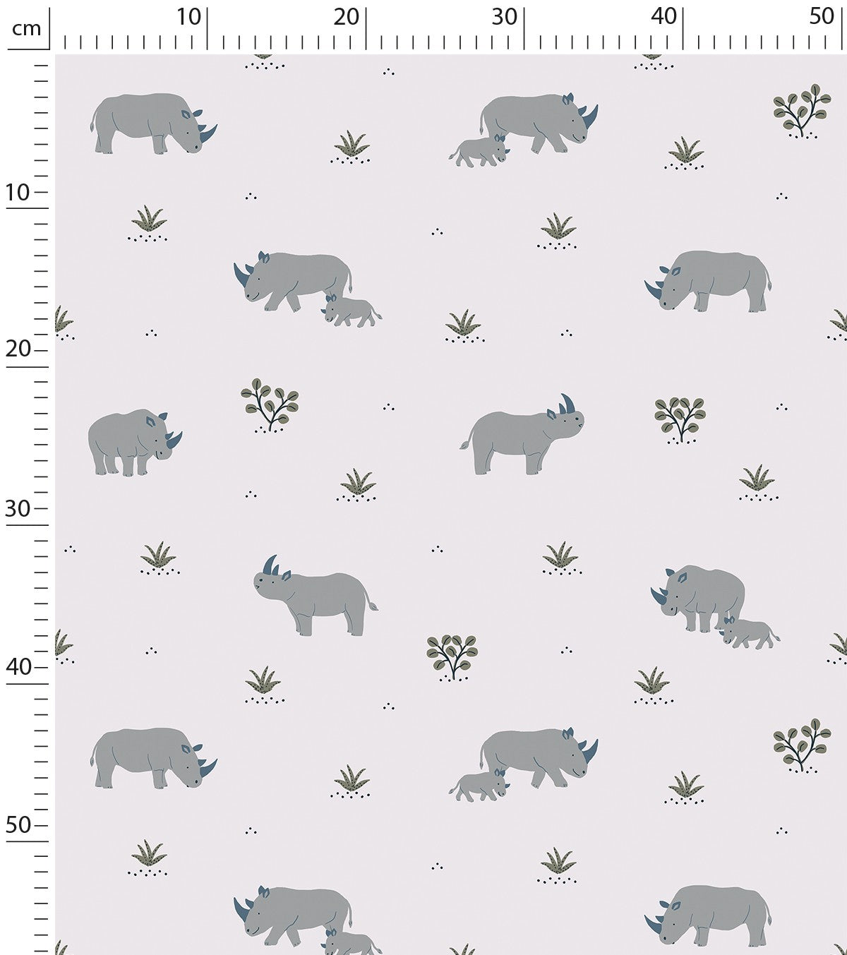 TANZANIA - Children's wallpaper - Rhinoceros motif grey background