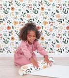 BLOEM - Children's wallpaper - Flowers and leaves motif