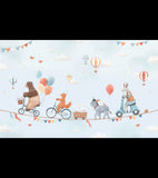 GENTLE FRIENDS - Panoramic wallpaper - Animals and balloons