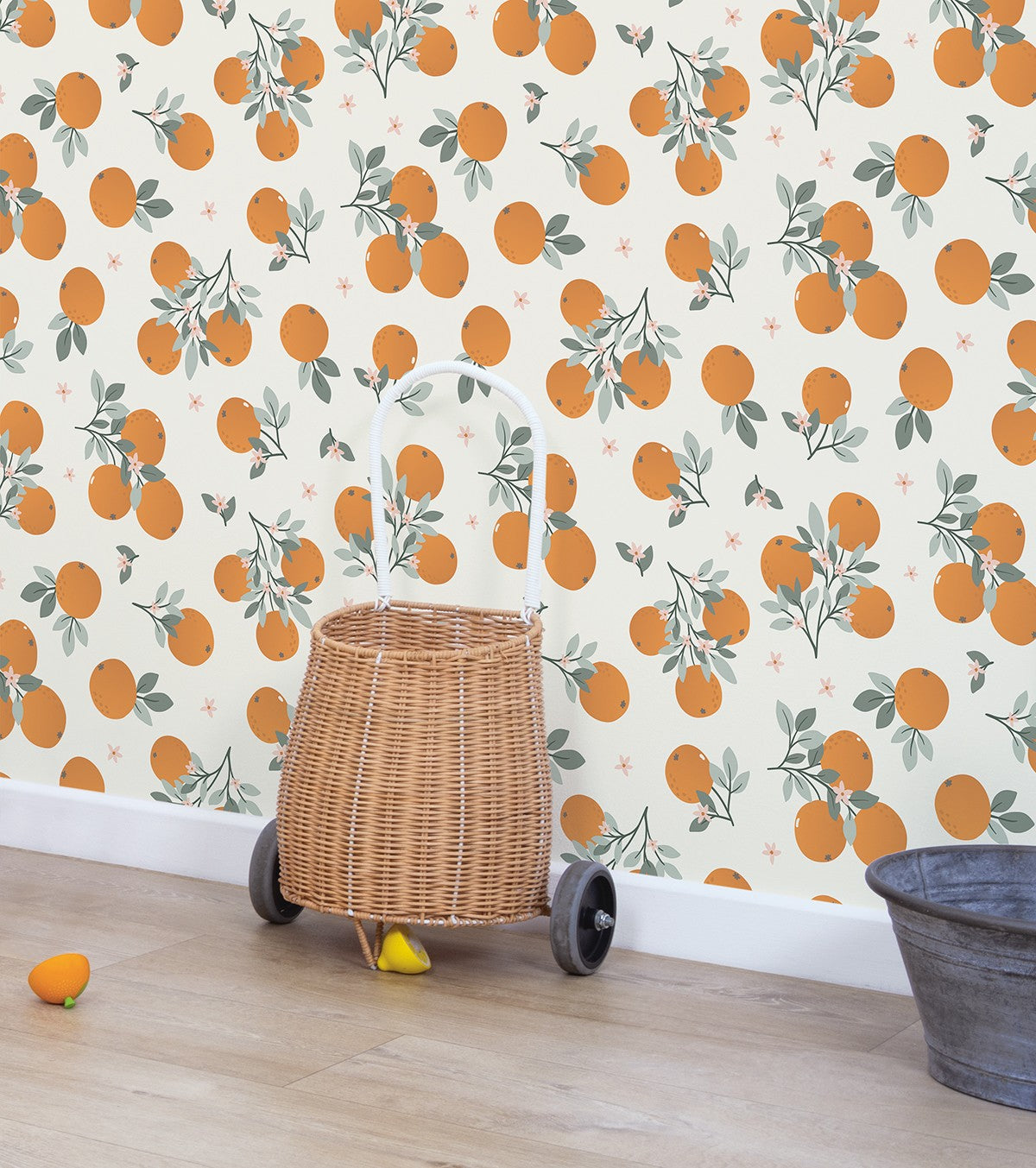 LOUISE - Children's wallpaper - Orange pattern
