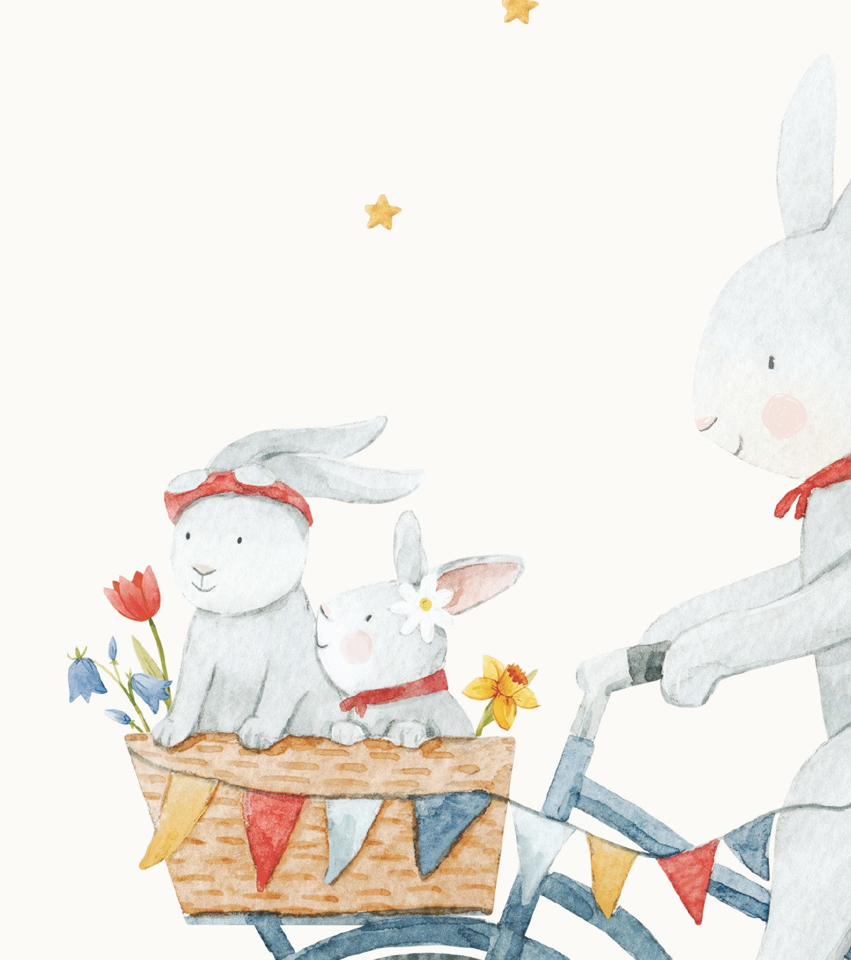 GENTLE FRIENDS - Set of 4 Art prints - Rabbit, bear, fox, hot-air balloons