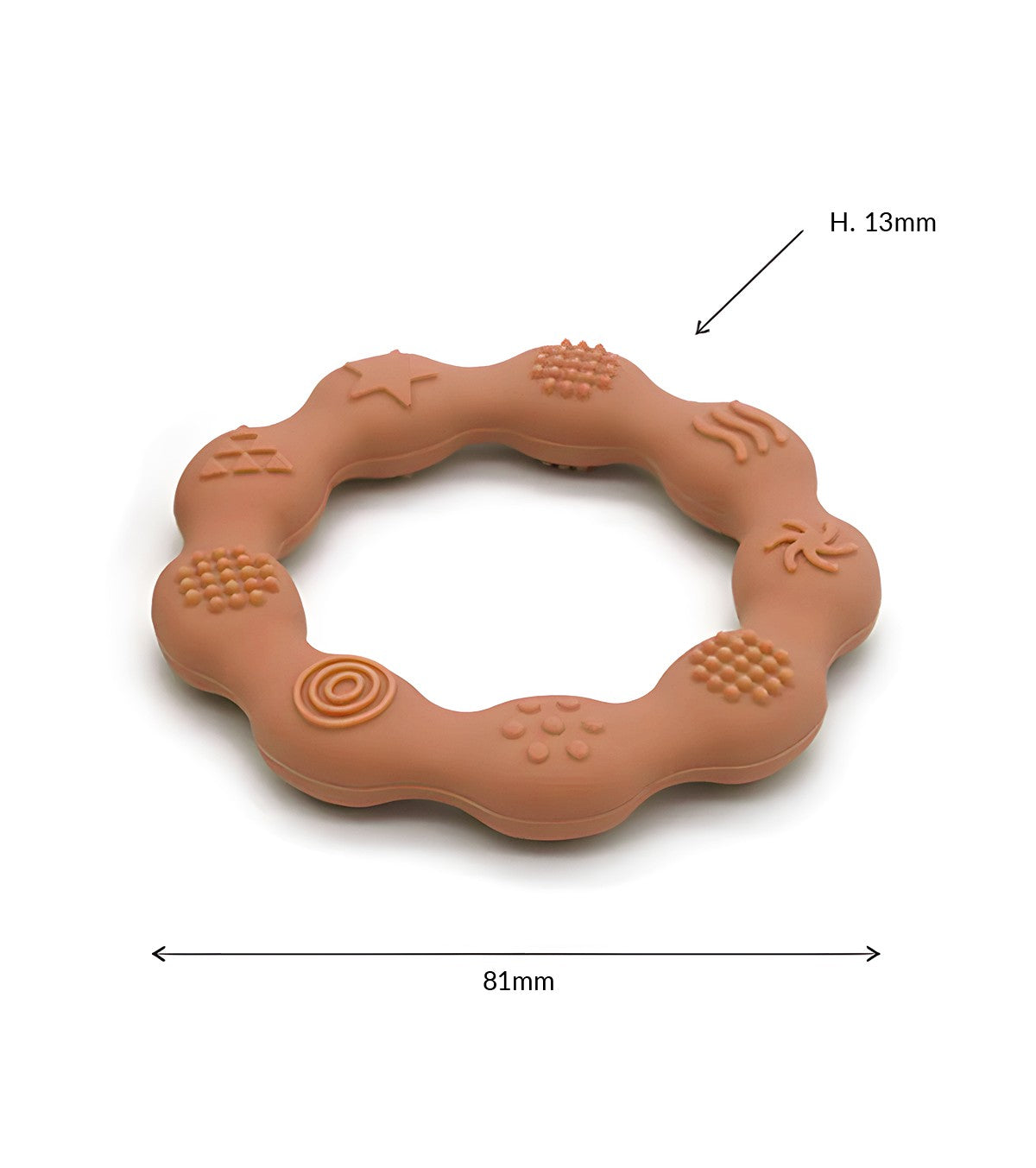 Set of 2 silicone teething rings - mustard/brown