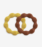 Set of 2 silicone teething rings - mustard/brown