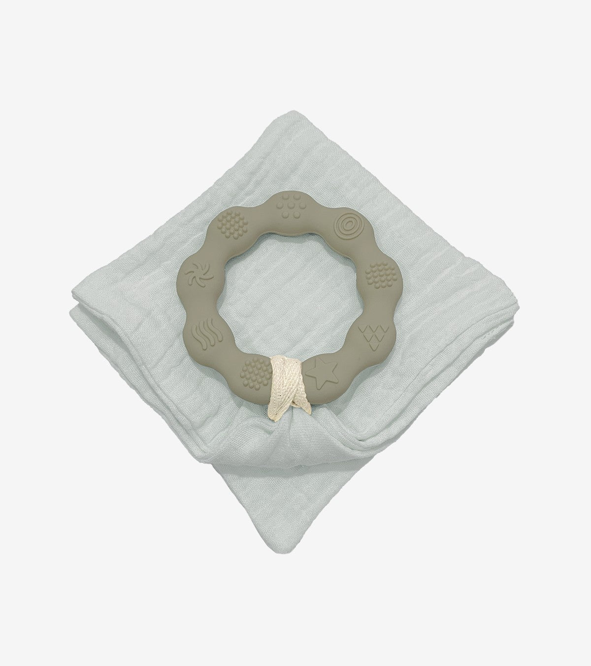 Green teething ring and diaper