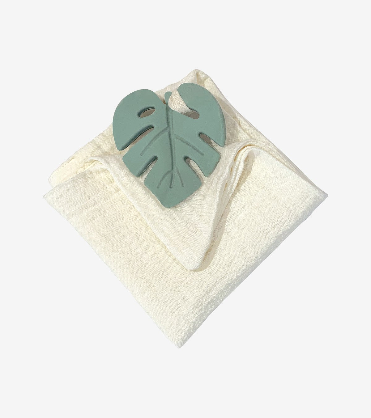 Teething ring with aqua leaf and diaper