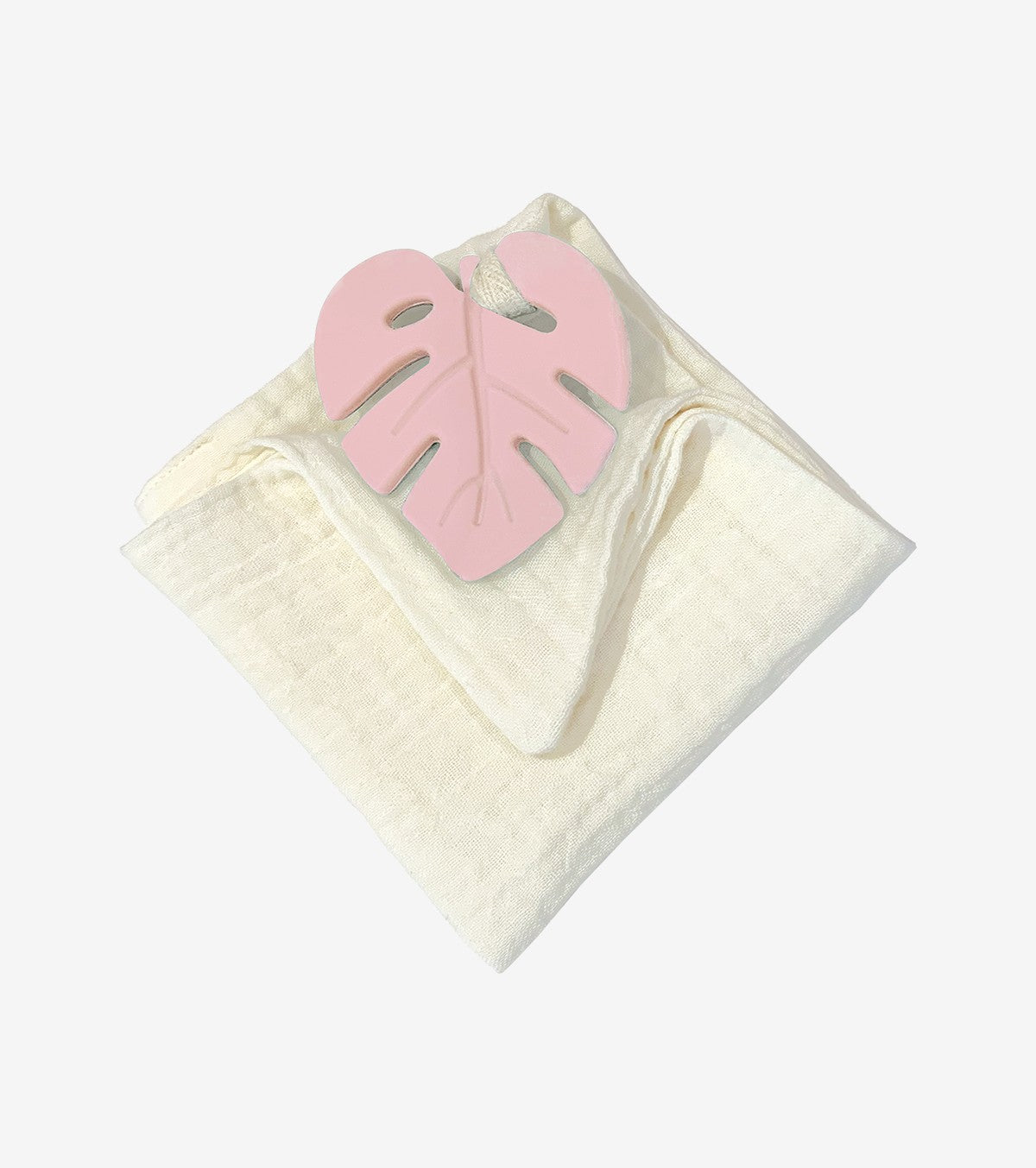 Pink leaf teething ring with diaper
